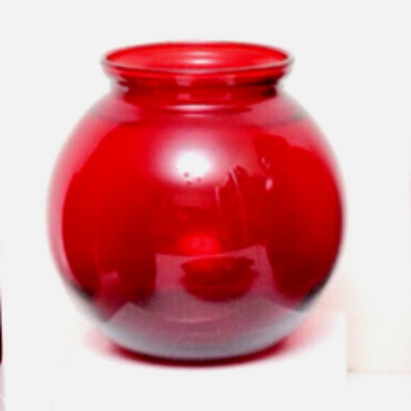Art Deco Roly Poly Royal Ruby Small Ivy Ball Vase by Anchor Hocking Vintage - Picture 5 of 6